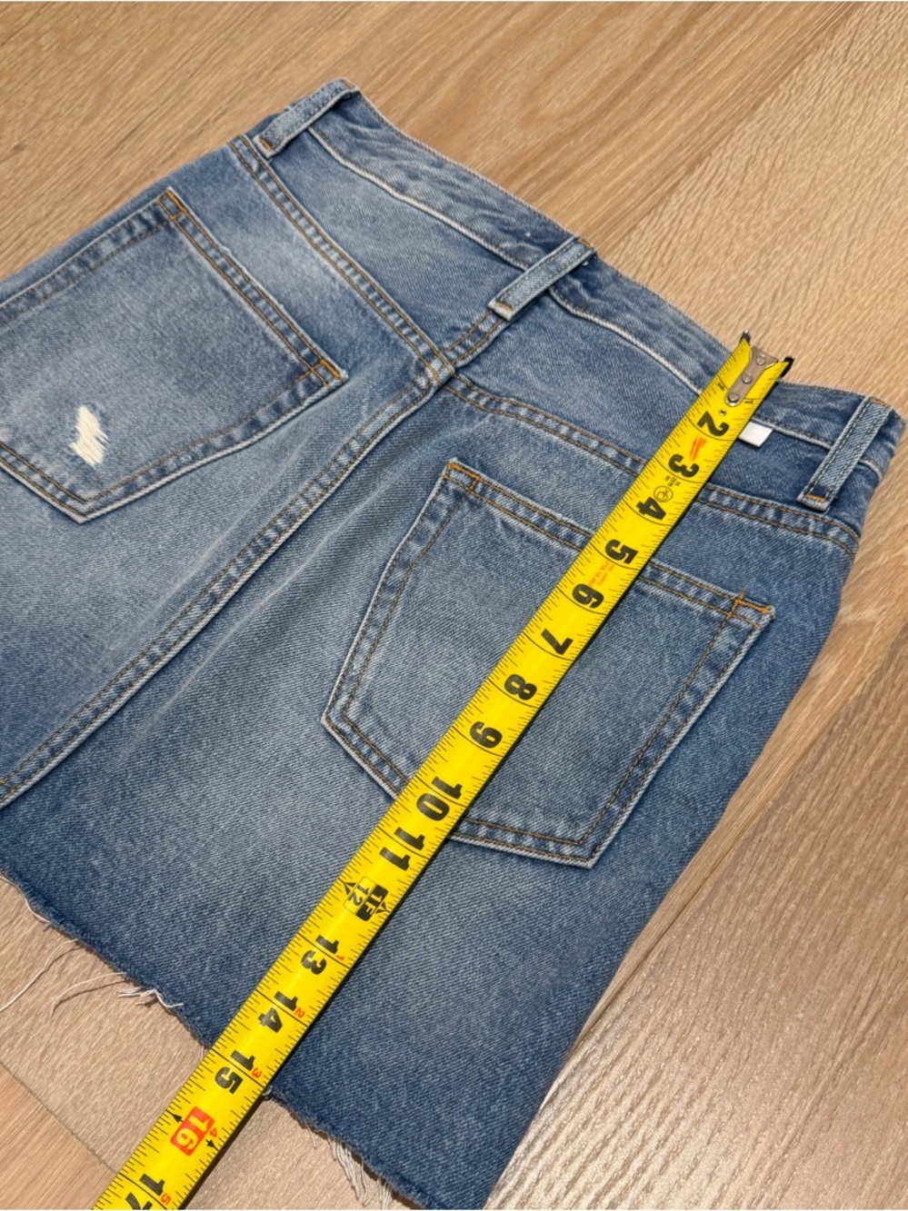 Boyish jeans Light Blue Washed distressed Denim Skirt 25 - Picture 7 of 12